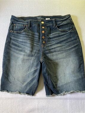 Time and Tru Dark Blue High-Rise Denim Bermuda Shorts